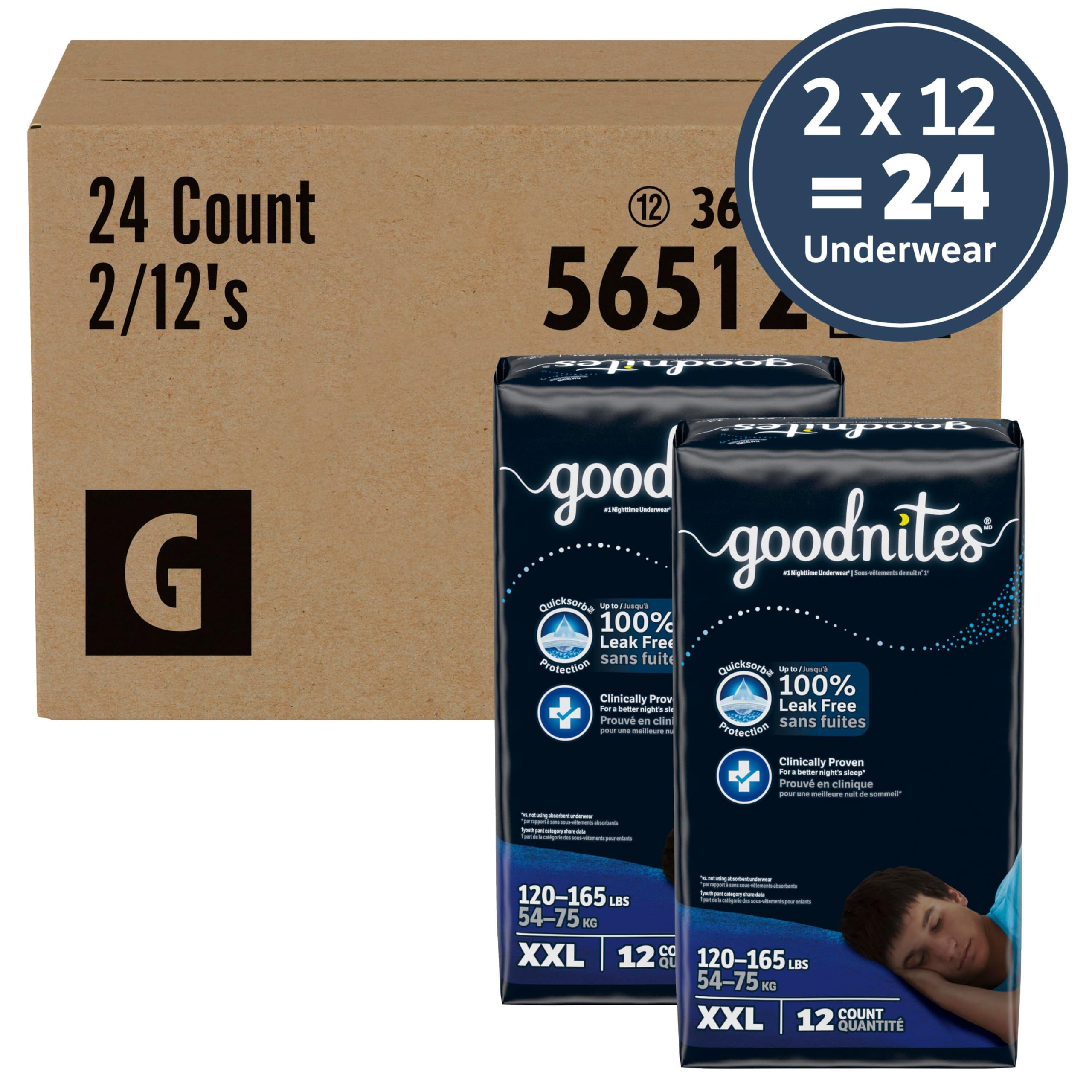 Amazon | Goodnites 男の子用 ナイトタイム 下着 XXLサイズ (120-165